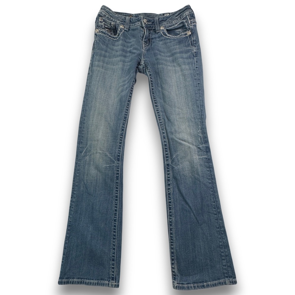 Miss Me JE6067EL Easy Boot Jeans Medium Wash Sequin Embellished Womens 26
